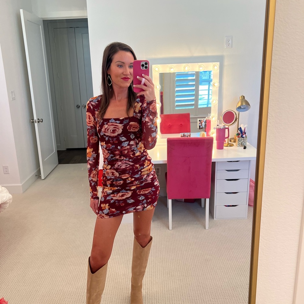 Lover Girl Printed Mesh Mini Dress